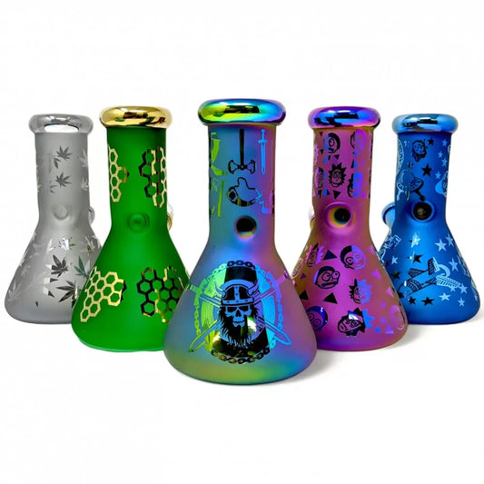 6.5" Patterned Frosted Beaker Water Pipe