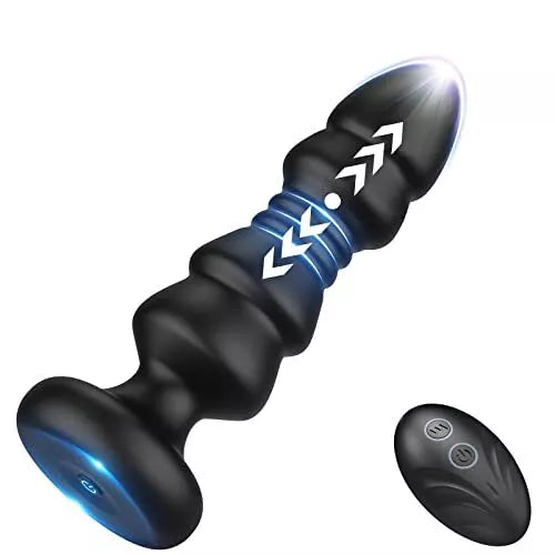 Thrusting Anal Vibrator - Anal Sex Toy Remote Control Vibrating Butt Plug for Male and Female
